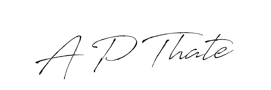 How to make A P Thate name signature. Use Antro_Vectra style for creating short signs online. This is the latest handwritten sign. A P Thate signature style 6 images and pictures png