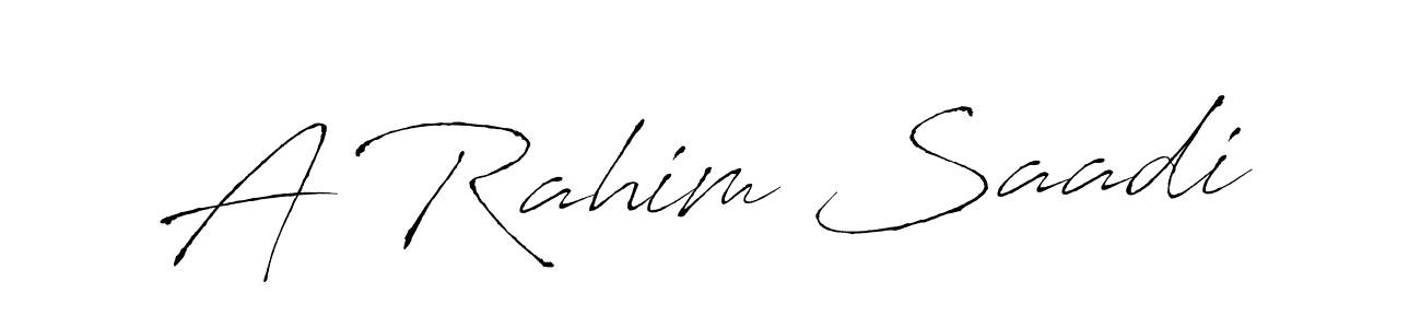 You can use this online signature creator to create a handwritten signature for the name A Rahim Saadi. This is the best online autograph maker. A Rahim Saadi signature style 6 images and pictures png