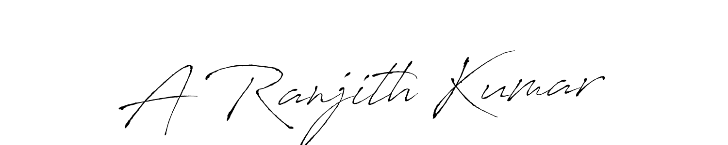 How to make A Ranjith Kumar name signature. Use Antro_Vectra style for creating short signs online. This is the latest handwritten sign. A Ranjith Kumar signature style 6 images and pictures png