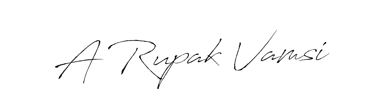 How to make A Rupak Vamsi name signature. Use Antro_Vectra style for creating short signs online. This is the latest handwritten sign. A Rupak Vamsi signature style 6 images and pictures png