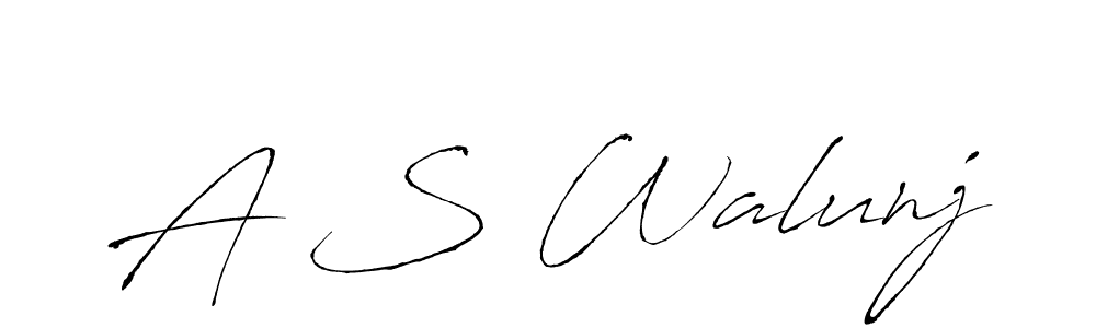 The best way (Antro_Vectra) to make a short signature is to pick only two or three words in your name. The name A S Walunj include a total of six letters. For converting this name. A S Walunj signature style 6 images and pictures png