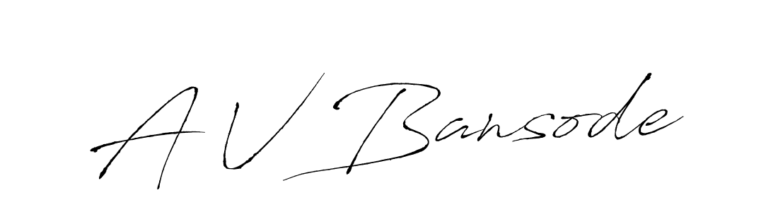 Antro_Vectra is a professional signature style that is perfect for those who want to add a touch of class to their signature. It is also a great choice for those who want to make their signature more unique. Get A V Bansode name to fancy signature for free. A V Bansode signature style 6 images and pictures png