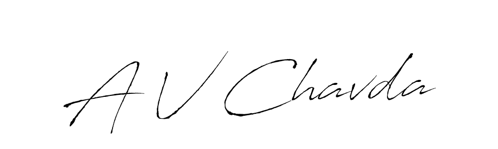 How to make A V Chavda name signature. Use Antro_Vectra style for creating short signs online. This is the latest handwritten sign. A V Chavda signature style 6 images and pictures png