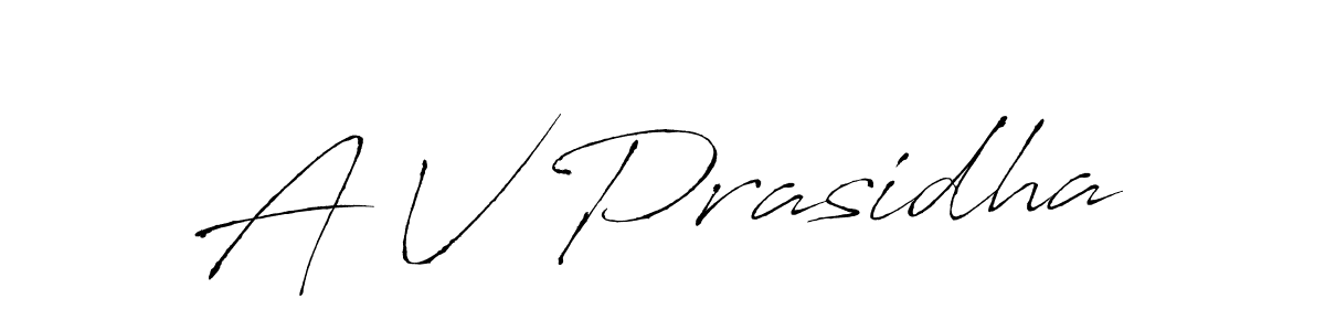 How to make A V Prasidha name signature. Use Antro_Vectra style for creating short signs online. This is the latest handwritten sign. A V Prasidha signature style 6 images and pictures png