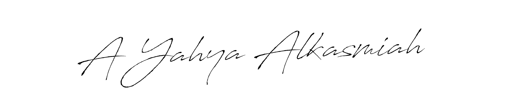 How to make A Yahya Alkasmiah name signature. Use Antro_Vectra style for creating short signs online. This is the latest handwritten sign. A Yahya Alkasmiah signature style 6 images and pictures png
