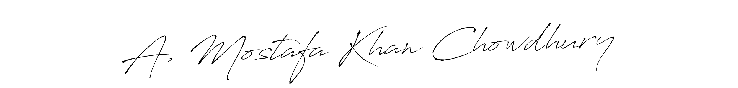 Make a short A. Mostafa Khan Chowdhury signature style. Manage your documents anywhere anytime using Antro_Vectra. Create and add eSignatures, submit forms, share and send files easily. A. Mostafa Khan Chowdhury signature style 6 images and pictures png