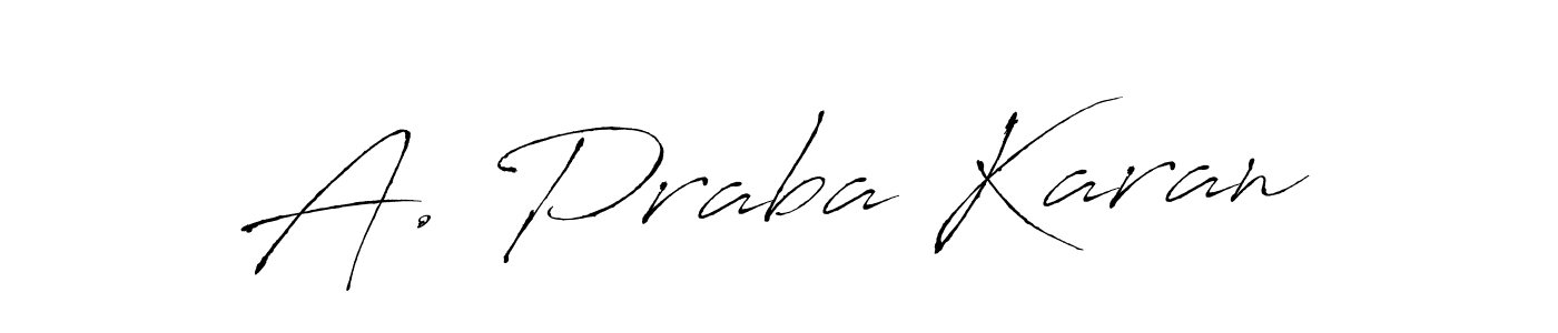 How to make A. Praba Karan name signature. Use Antro_Vectra style for creating short signs online. This is the latest handwritten sign. A. Praba Karan signature style 6 images and pictures png