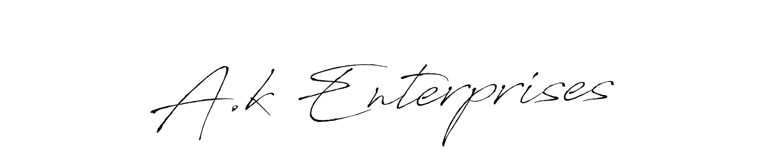 You should practise on your own different ways (Antro_Vectra) to write your name (A.k Enterprises) in signature. don't let someone else do it for you. A.k Enterprises signature style 6 images and pictures png