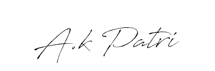 Design your own signature with our free online signature maker. With this signature software, you can create a handwritten (Antro_Vectra) signature for name A.k Patri. A.k Patri signature style 6 images and pictures png