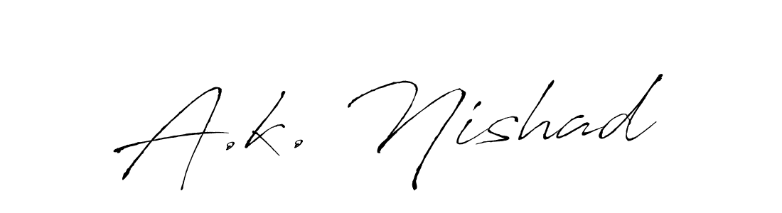 The best way (Antro_Vectra) to make a short signature is to pick only two or three words in your name. The name A.k. Nishad include a total of six letters. For converting this name. A.k. Nishad signature style 6 images and pictures png