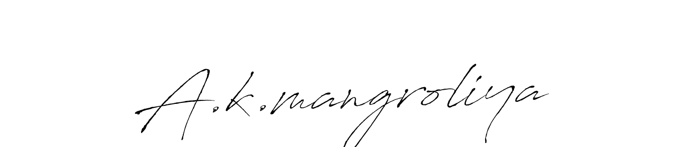 How to make A.k.mangroliya signature? Antro_Vectra is a professional autograph style. Create handwritten signature for A.k.mangroliya name. A.k.mangroliya signature style 6 images and pictures png
