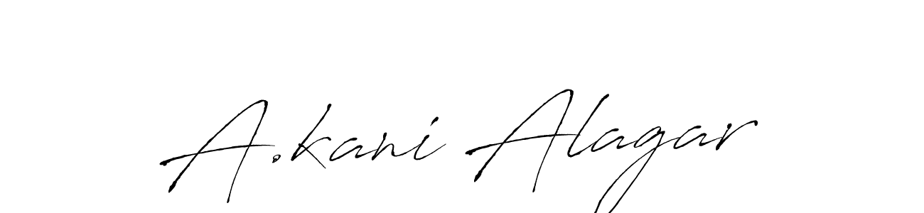The best way (Antro_Vectra) to make a short signature is to pick only two or three words in your name. The name A.kani Alagar include a total of six letters. For converting this name. A.kani Alagar signature style 6 images and pictures png