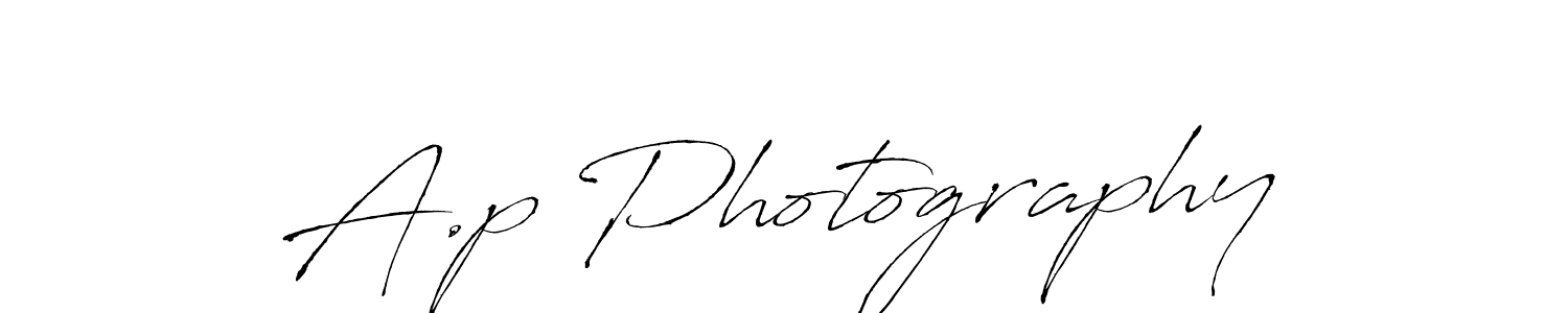 Create a beautiful signature design for name A.p Photography. With this signature (Antro_Vectra) fonts, you can make a handwritten signature for free. A.p Photography signature style 6 images and pictures png
