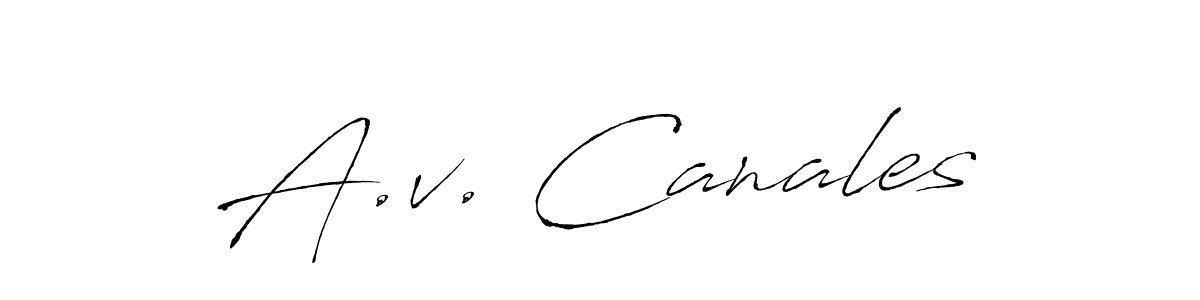 The best way (Antro_Vectra) to make a short signature is to pick only two or three words in your name. The name A.v. Canales include a total of six letters. For converting this name. A.v. Canales signature style 6 images and pictures png
