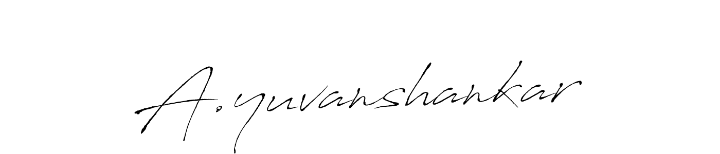 How to make A.yuvanshankar name signature. Use Antro_Vectra style for creating short signs online. This is the latest handwritten sign. A.yuvanshankar signature style 6 images and pictures png