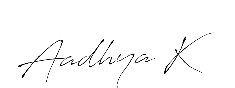 Create a beautiful signature design for name Aadhya K. With this signature (Antro_Vectra) fonts, you can make a handwritten signature for free. Aadhya K signature style 6 images and pictures png