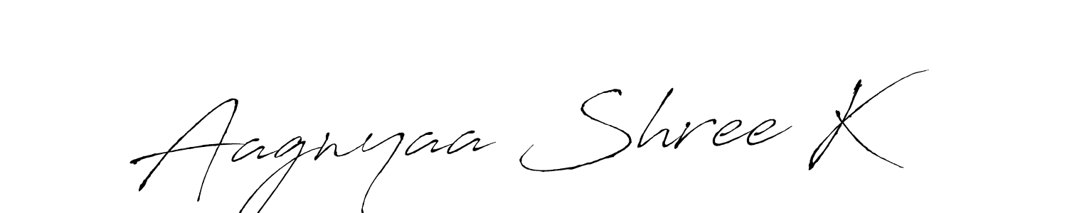 How to make Aagnyaa Shree K name signature. Use Antro_Vectra style for creating short signs online. This is the latest handwritten sign. Aagnyaa Shree K signature style 6 images and pictures png