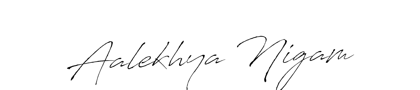 The best way (Antro_Vectra) to make a short signature is to pick only two or three words in your name. The name Aalekhya Nigam include a total of six letters. For converting this name. Aalekhya Nigam signature style 6 images and pictures png