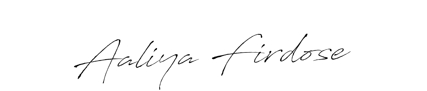 The best way (Antro_Vectra) to make a short signature is to pick only two or three words in your name. The name Aaliya Firdose include a total of six letters. For converting this name. Aaliya Firdose signature style 6 images and pictures png