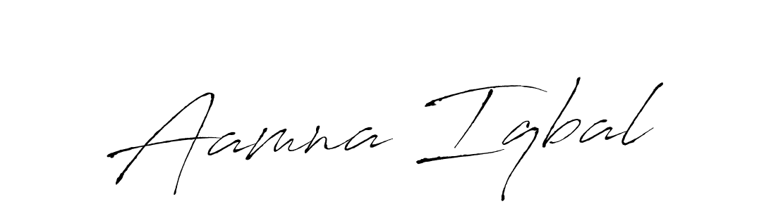 Make a beautiful signature design for name Aamna Iqbal. With this signature (Antro_Vectra) style, you can create a handwritten signature for free. Aamna Iqbal signature style 6 images and pictures png