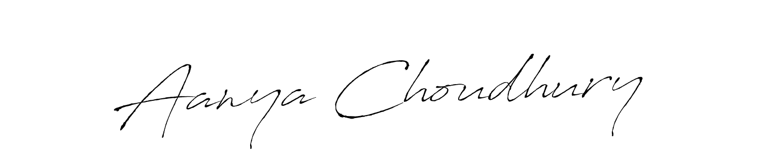 How to make Aanya Choudhury name signature. Use Antro_Vectra style for creating short signs online. This is the latest handwritten sign. Aanya Choudhury signature style 6 images and pictures png