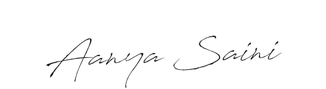 The best way (Antro_Vectra) to make a short signature is to pick only two or three words in your name. The name Aanya Saini include a total of six letters. For converting this name. Aanya Saini signature style 6 images and pictures png
