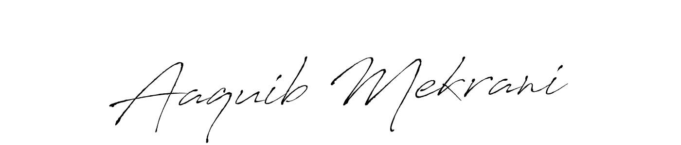 How to make Aaquib Mekrani name signature. Use Antro_Vectra style for creating short signs online. This is the latest handwritten sign. Aaquib Mekrani signature style 6 images and pictures png