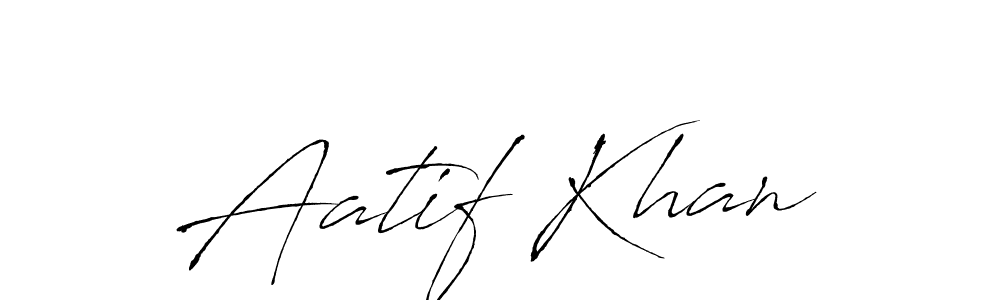 Make a beautiful signature design for name Aatif Khan. With this signature (Antro_Vectra) style, you can create a handwritten signature for free. Aatif Khan signature style 6 images and pictures png