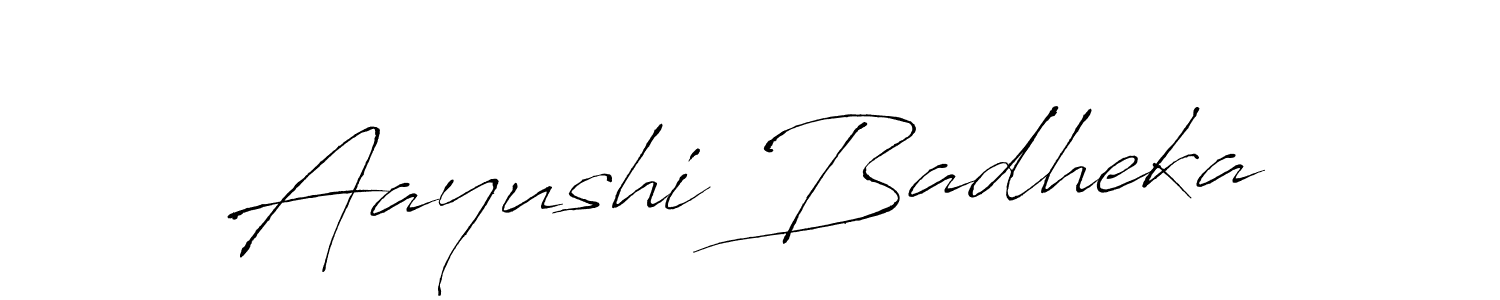 How to make Aayushi Badheka name signature. Use Antro_Vectra style for creating short signs online. This is the latest handwritten sign. Aayushi Badheka signature style 6 images and pictures png