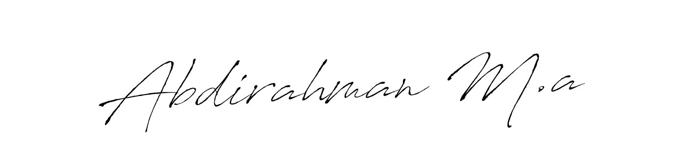 Create a beautiful signature design for name Abdirahman M.a. With this signature (Antro_Vectra) fonts, you can make a handwritten signature for free. Abdirahman M.a signature style 6 images and pictures png