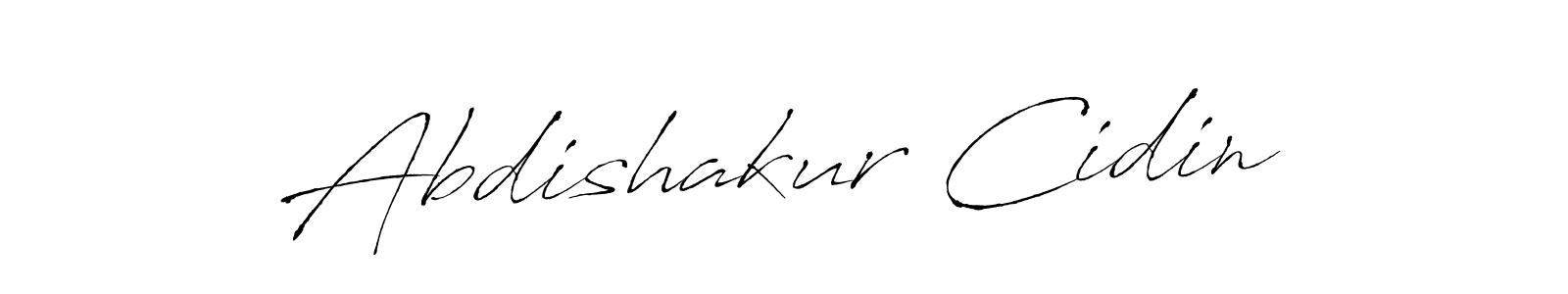 The best way (Antro_Vectra) to make a short signature is to pick only two or three words in your name. The name Abdishakur Cidin include a total of six letters. For converting this name. Abdishakur Cidin signature style 6 images and pictures png