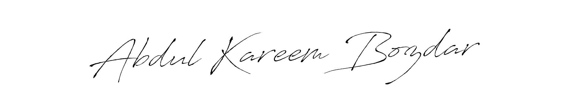 Design your own signature with our free online signature maker. With this signature software, you can create a handwritten (Antro_Vectra) signature for name Abdul Kareem Bozdar. Abdul Kareem Bozdar signature style 6 images and pictures png