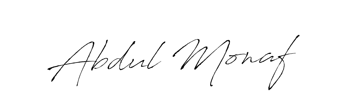 How to make Abdul Monaf name signature. Use Antro_Vectra style for creating short signs online. This is the latest handwritten sign. Abdul Monaf signature style 6 images and pictures png