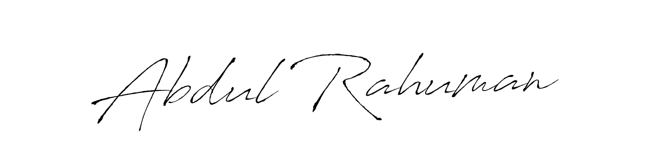 How to make Abdul Rahuman name signature. Use Antro_Vectra style for creating short signs online. This is the latest handwritten sign. Abdul Rahuman signature style 6 images and pictures png