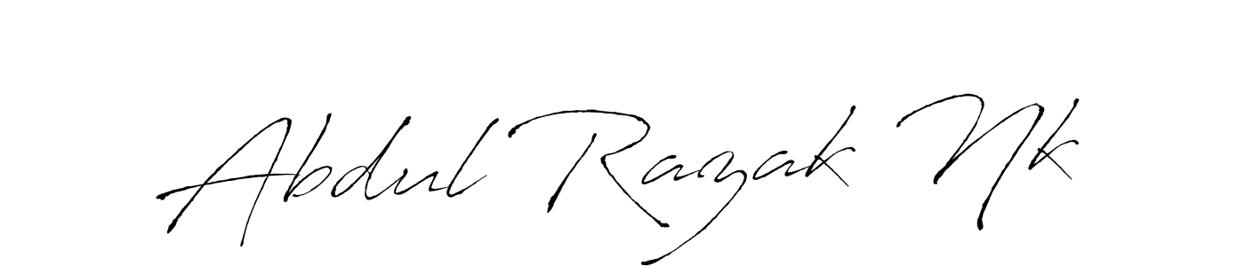 if you are searching for the best signature style for your name Abdul Razak Nk. so please give up your signature search. here we have designed multiple signature styles  using Antro_Vectra. Abdul Razak Nk signature style 6 images and pictures png