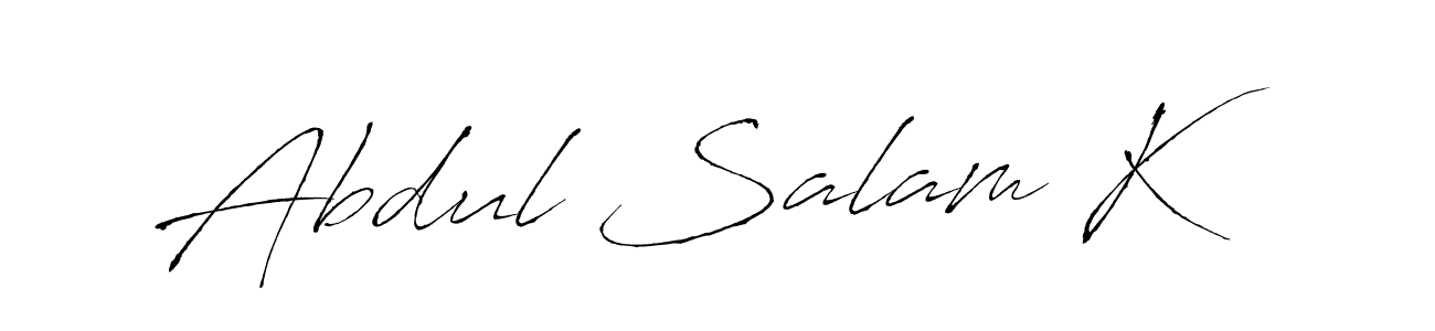 How to make Abdul Salam K name signature. Use Antro_Vectra style for creating short signs online. This is the latest handwritten sign. Abdul Salam K signature style 6 images and pictures png