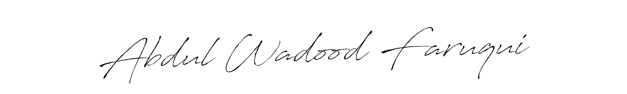 Antro_Vectra is a professional signature style that is perfect for those who want to add a touch of class to their signature. It is also a great choice for those who want to make their signature more unique. Get Abdul Wadood Faruqui name to fancy signature for free. Abdul Wadood Faruqui signature style 6 images and pictures png