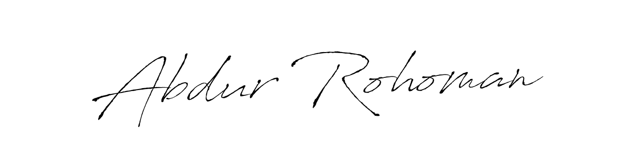 How to make Abdur Rohoman name signature. Use Antro_Vectra style for creating short signs online. This is the latest handwritten sign. Abdur Rohoman signature style 6 images and pictures png