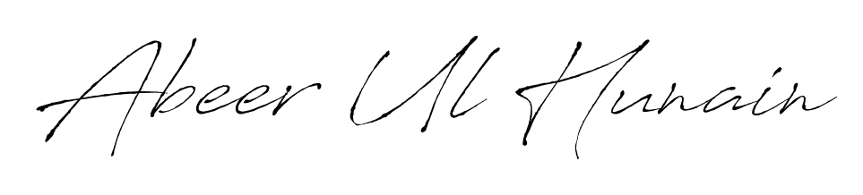Get inspired by this graceful Antro_Vectra signature style for name Abeer Ul Hunain. Smooth loops and balanced proportions for everyday use. Abeer Ul Hunain signature style 6 images and pictures png
