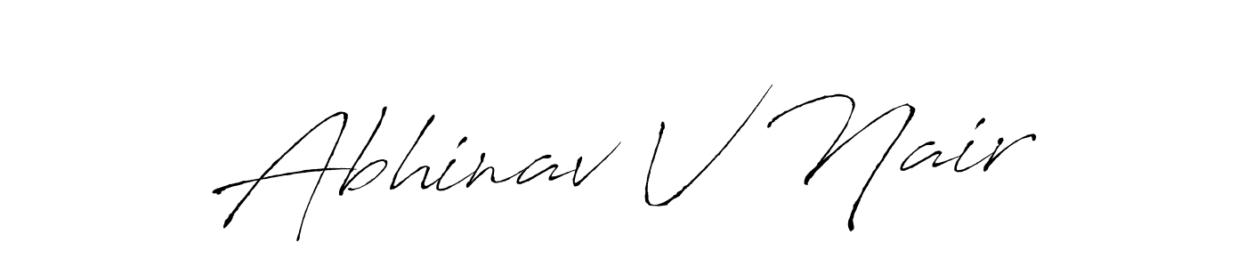 The best way (Antro_Vectra) to make a short signature is to pick only two or three words in your name. The name Abhinav V Nair include a total of six letters. For converting this name. Abhinav V Nair signature style 6 images and pictures png