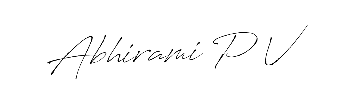 It looks lik you need a new signature style for name Abhirami P V. Design unique handwritten (Antro_Vectra) signature with our free signature maker in just a few clicks. Abhirami P V signature style 6 images and pictures png