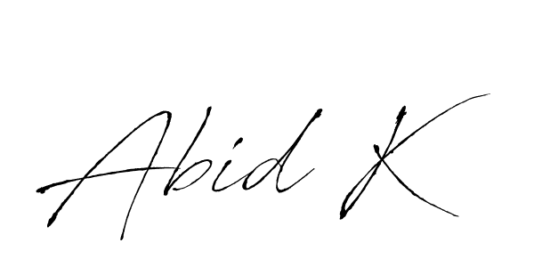 Use a signature maker to create a handwritten signature online. With this signature software, you can design (Antro_Vectra) your own signature for name Abid K. Abid K signature style 6 images and pictures png