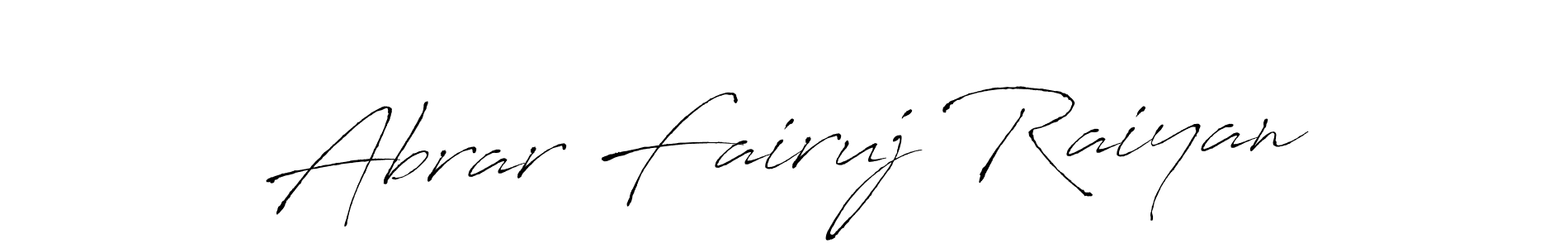 The best way (Antro_Vectra) to make a short signature is to pick only two or three words in your name. The name Abrar Fairuj Raiyan include a total of six letters. For converting this name. Abrar Fairuj Raiyan signature style 6 images and pictures png