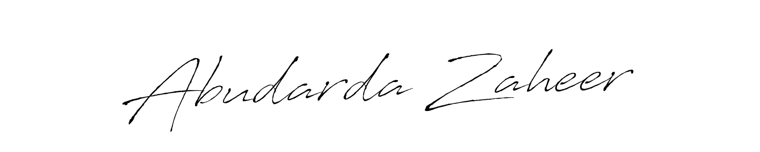 How to make Abudarda Zaheer name signature. Use Antro_Vectra style for creating short signs online. This is the latest handwritten sign. Abudarda Zaheer signature style 6 images and pictures png