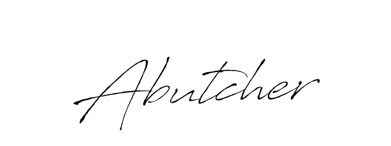 The best way (Antro_Vectra) to make a short signature is to pick only two or three words in your name. The name Abutcher include a total of six letters. For converting this name. Abutcher signature style 6 images and pictures png