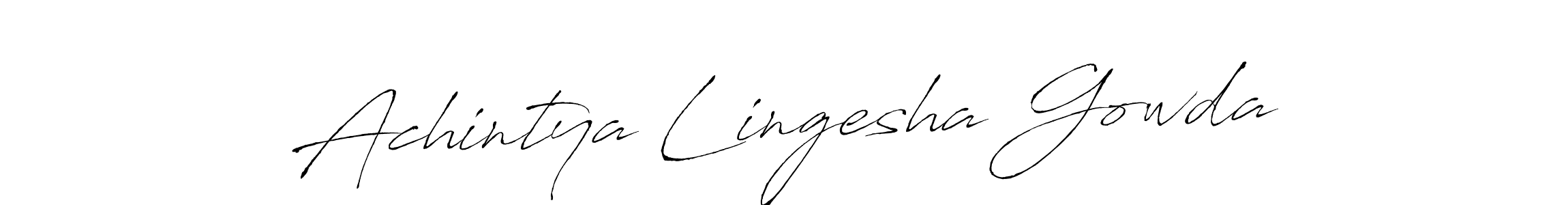 Antro_Vectra is a professional signature style that is perfect for those who want to add a touch of class to their signature. It is also a great choice for those who want to make their signature more unique. Get Achintya Lingesha Gowda name to fancy signature for free. Achintya Lingesha Gowda signature style 6 images and pictures png