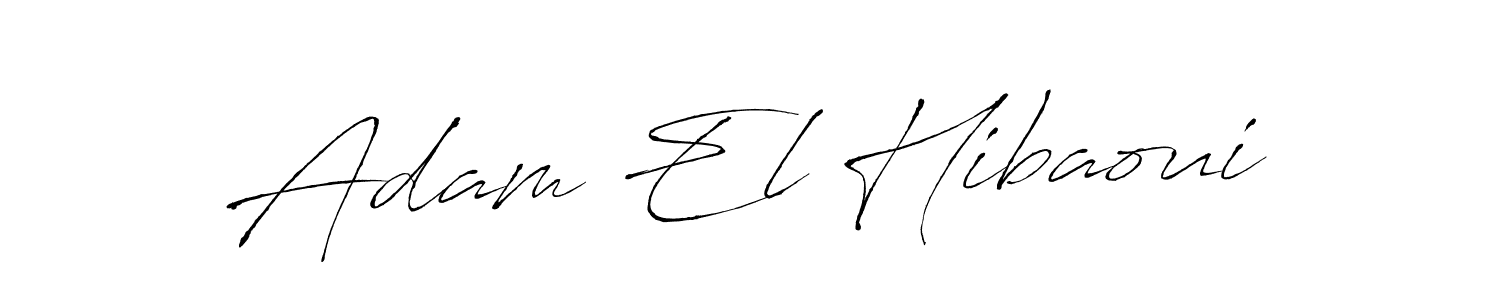 How to make Adam El Hibaoui name signature. Use Antro_Vectra style for creating short signs online. This is the latest handwritten sign. Adam El Hibaoui signature style 6 images and pictures png