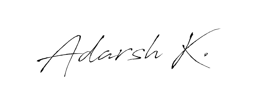 How to make Adarsh K. name signature. Use Antro_Vectra style for creating short signs online. This is the latest handwritten sign. Adarsh K. signature style 6 images and pictures png