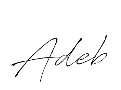 Use a signature maker to create a handwritten signature online. With this signature software, you can design (Antro_Vectra) your own signature for name Adeb. Adeb signature style 6 images and pictures png