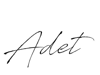 Use a signature maker to create a handwritten signature online. With this signature software, you can design (Antro_Vectra) your own signature for name Adet. Adet signature style 6 images and pictures png